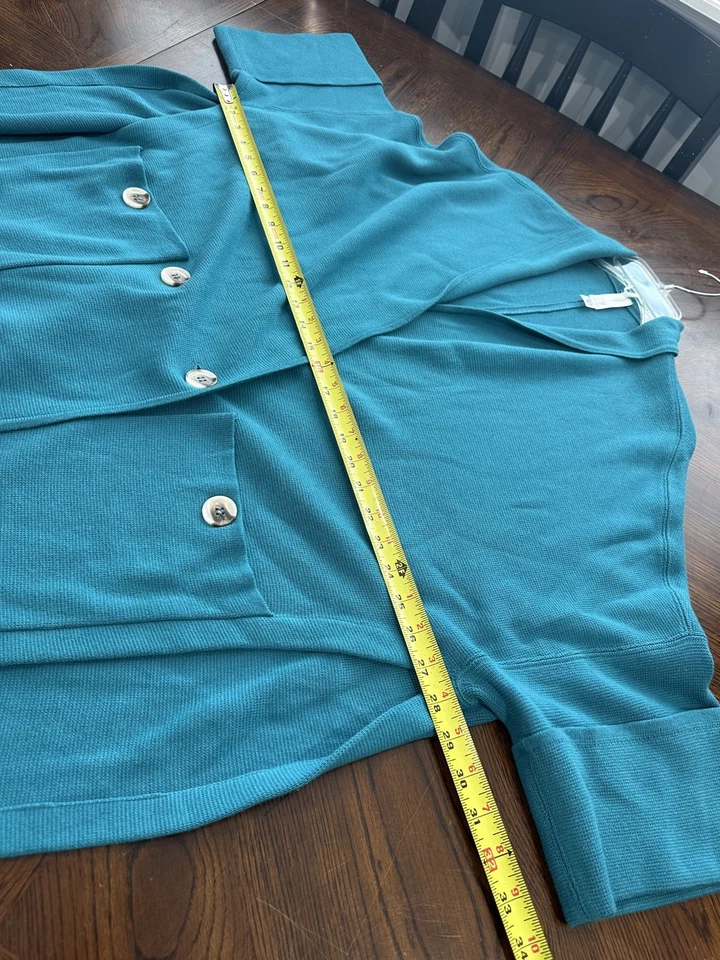 Chaqueta MARLA WYNNE 2 Botones Frontal Capa Talla S Gran Tamaño Artística Pesada Bolsillos Verde azulado Foto 4 de 4