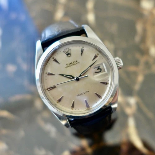 A STUNNING VINTAGE GENTS 1962 ROLEX OYSTER DATE WRISTWATCH IN STEEL 34m