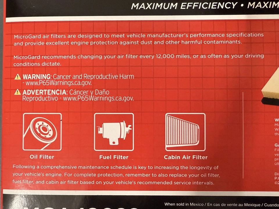 (CAJA DE 6) Filtros de aire MicroGard genuinos - se adapta a Hyundai y Kia - # MGA49022 Foto 4 de 4