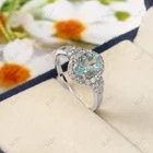 Solid 925 Sterling Silver Aquamarine Oval Shape Blue Color Gemstone Ring