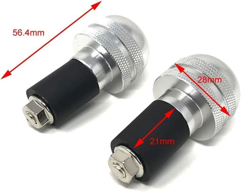 Moto Terminali Pesi Anodizzato per 22Mm 7/8" Manubrio - Argento - Immagine 2 di 4