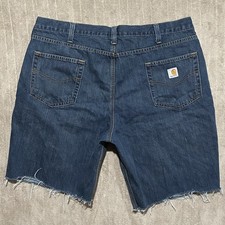 Vintage Y2K Carhartt Relaxed Fit Cut Off Denim Jean Shorts Mens 42x32 Workwear