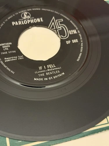The Beatles Export Rare 7” 45 If I Fell Parlophone Vinyl Record DP 562