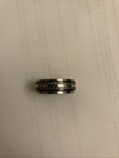 ASOS DESIGN waterproof stainless steel fidget band ring Greek wave silver tone