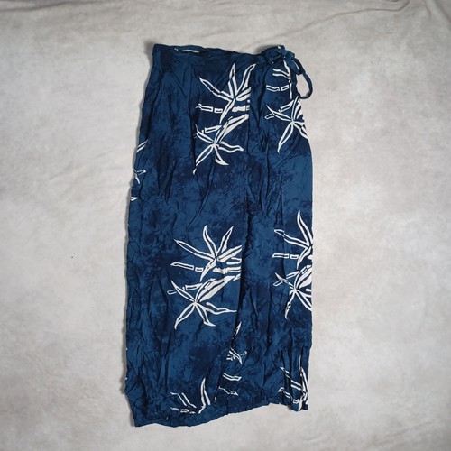 Batik Maxi Wickelrock Serong Damen Large marineblau verstellbare Taille Strand Serong