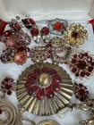Lot Of Vintage Costume Jewelry Red Rhinestones Jewelite Originals & More