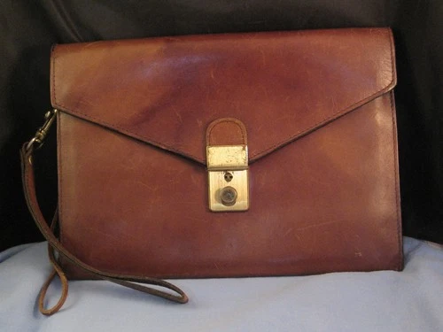 VINTAGE ITALIAN LEATHER CLUTCH BAG STATIONARY DOCUMENT HOLDER WALLET FIOCCHI