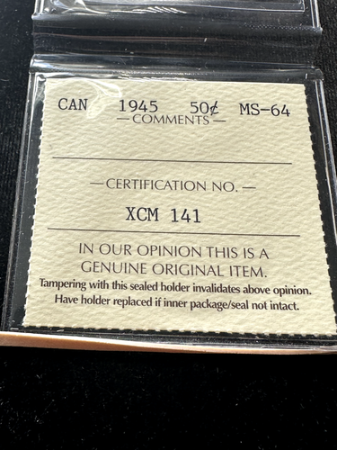 1945 ICCS Graded Canadian ¢50 Cent, **MS-64** # XCM 141 - Afbeelding 7 van 7