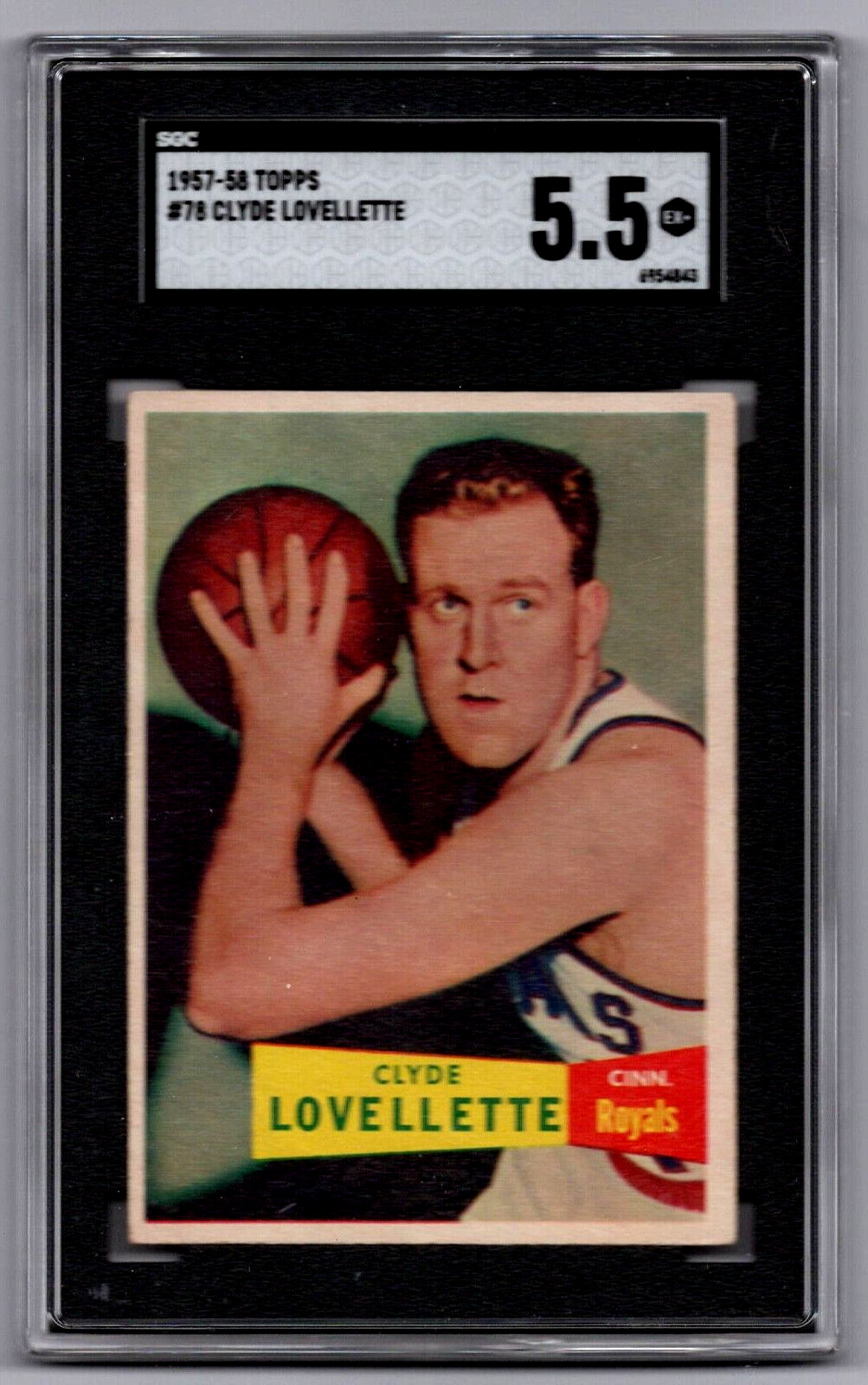 CLYDE LOVELLETTE 1957 TOPPS BASKETBALL ROOKIE CARD #78 SGC 5.5 EXCELLENT+
