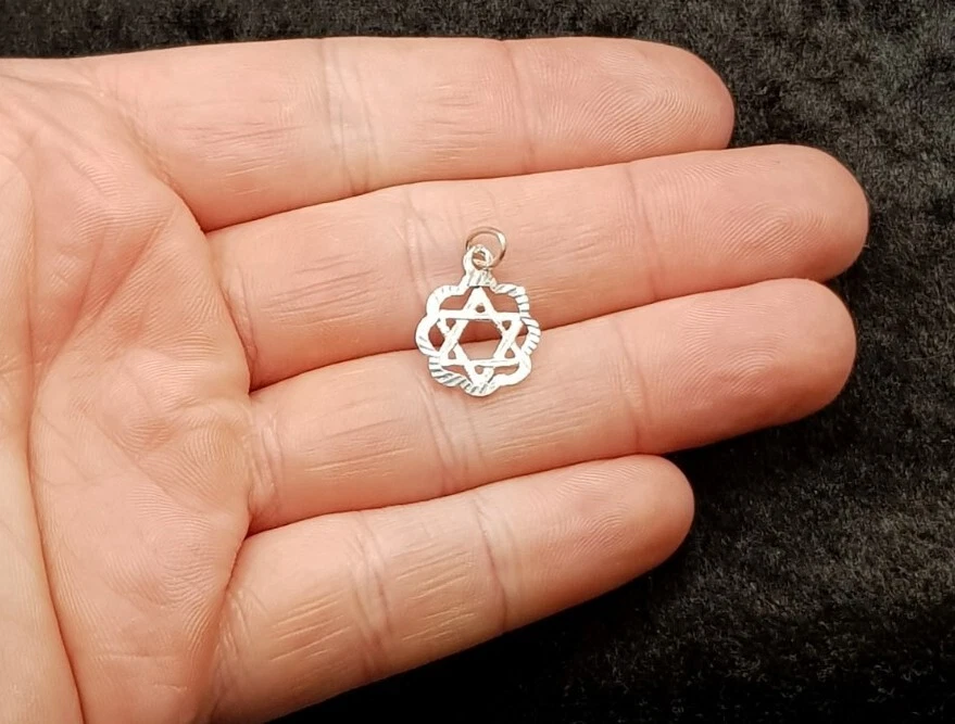 Small Vintage Sterling 925 Silver Star Of David Jewish Charm. Religious Isreal