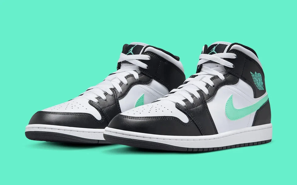 Nike Air Jordan 1 Mid Shoes White Green Glow Black DQ8426-103 Men's Multi Size - Image 2 of 4