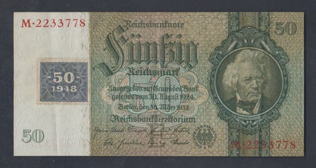 Banknoten DDR 1948 Rosenbg: 337a Kupon auf Nr. 175a gebraucht (III)(9537368 Banknoten DDR 1948 Rosenbg: 337a Kupon auf Nr. 175a gebraucht (III)(9537368
