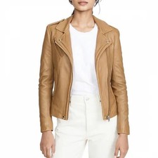 Bnwt Iro Newham Lamb Leather Jacket Uk10/us6/ Eu38 Tan Brown Beige $1345