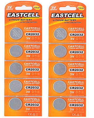       10 x CR2032 3V EASTCELL Lithium Batterie auf 2 Blistercard a 5 Stück