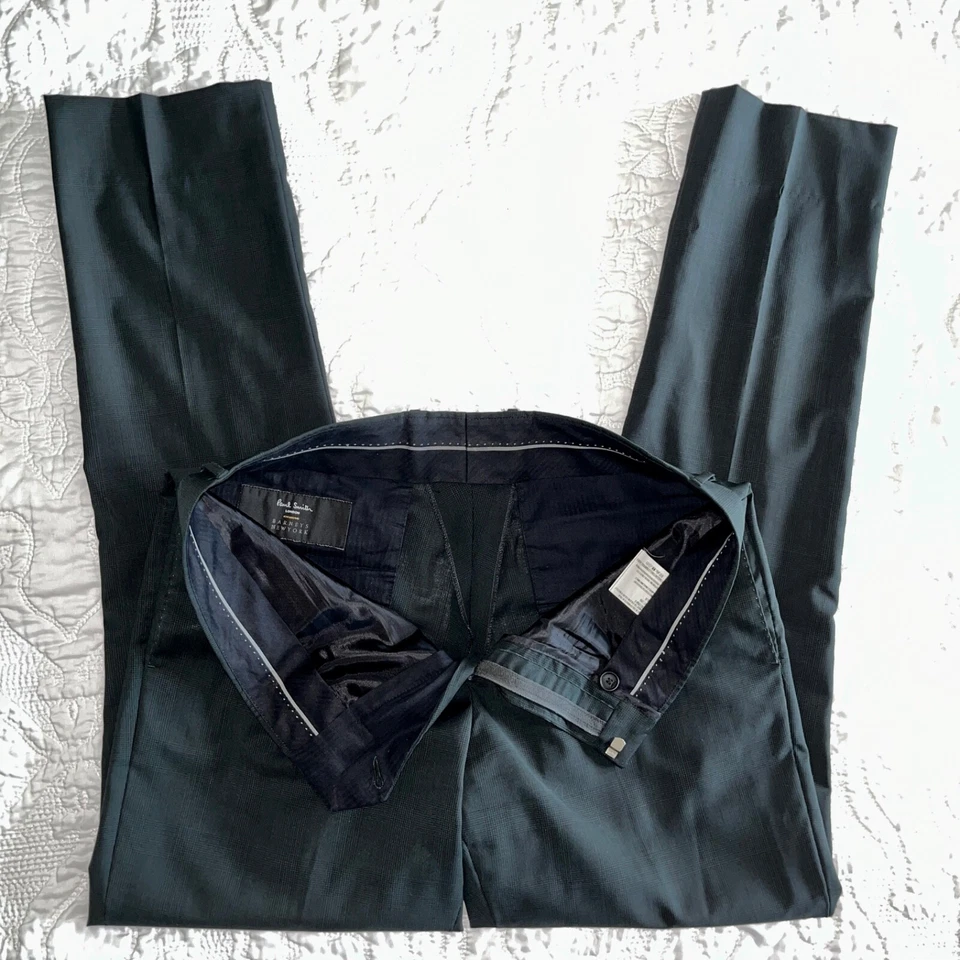 Pantalones de lana a cuadros grises a cuadros Paul Smith x Barneys 32x31" para hombre hechos en Italia Foto 3 de 4