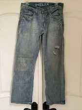 HELIX Evolution Mens Slim Boot Distressed Blue Denim Jeans Size 29 x 30