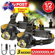 12000000lm USB Rechargeable Headlight Head Torch Lamp Flashlight LED Headlamp