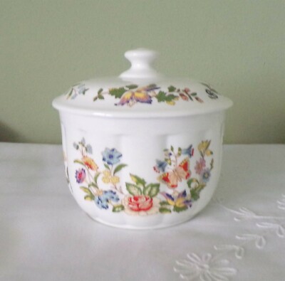 AYNSLEY Fine China ''Cottage Garden'' Candy / Nut Jar 4 1/2'' W x 4 1/2'' T Lidded
