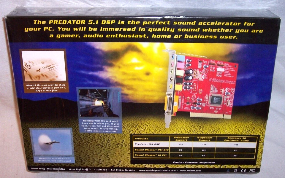Mad Dog Predator 5.1 DSP PCI Sound Card  Multimedia MD-PS6 New SEALED - Image 2 of 2