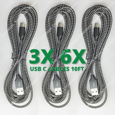 10ft USB A Type C Cable Lot Fast Charger Charging Cord For Samsung S8 S9 S10 S20