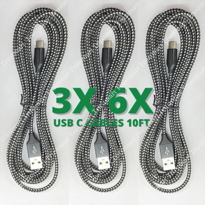 Bulk Lot 10ft USB Type C Fast Charger Cable Charging Cord For Samsung S8 S9 S10