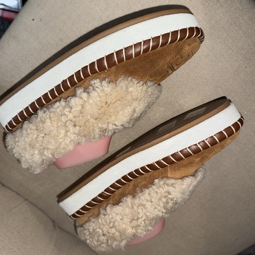 TORY BURCH Size 9 Women's Shoes Slipper Caramel Suede 100% Shearling NEW $278 - Picture 11 of 19