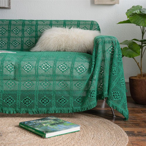 Boho Crochet Sofá Cubierta Manta Sofá Cubierta Sofá Cubierta Sofá Decoración - Imagen 27 de 47