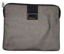 Bvlgari Zippered Travel Clutch Makeup Case Pouch Charcoal Gray Black 11x9 NWOT