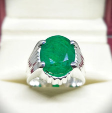 Beautiful Natural Emerald Stone Ring Emerald Ring Sterling Silver Ring 925