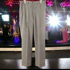 Vintage 70s Plaid Pants Mens 35x32.5 Disco Metal Zipper 2" Cuffs Flat Front Nerd