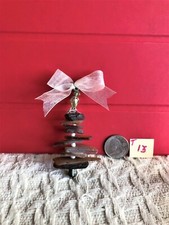 Genuine Dk. Amber Surf Tumbled Sea Glass Christmas Tree with Bow T13