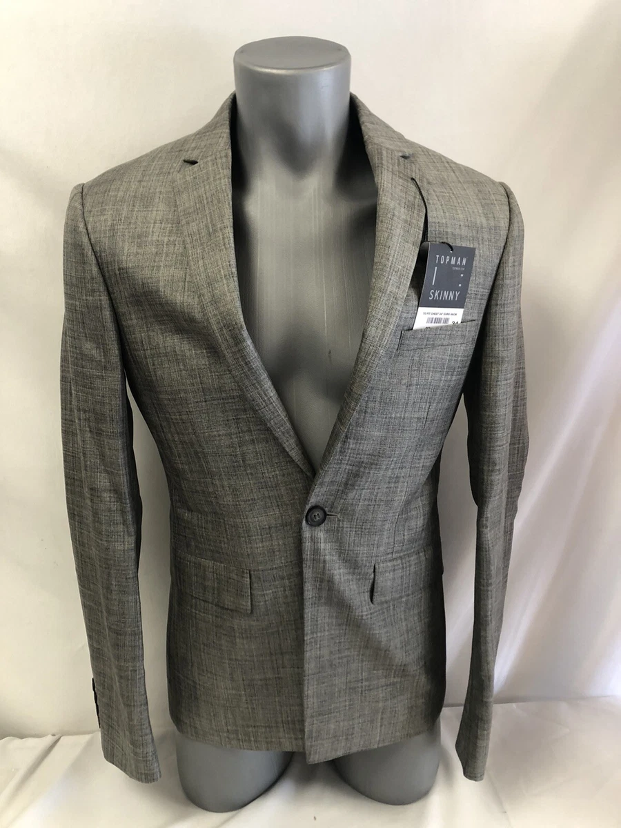 Man Suit Jacket Topman 100 Polyester Color Grey New eBay