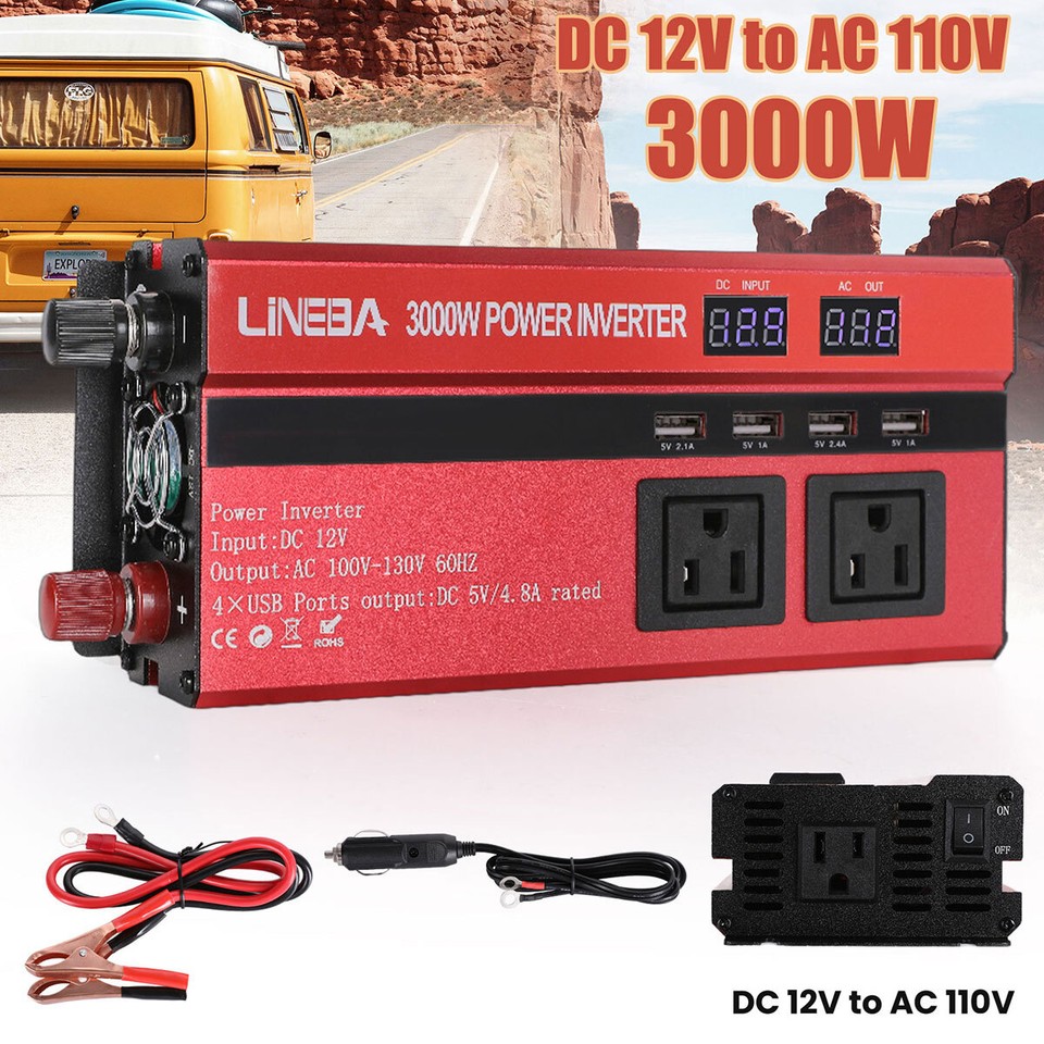 Convertidor 7000W De DC 12V A 110V AC Con USB Para Carro Auto Inversor ...