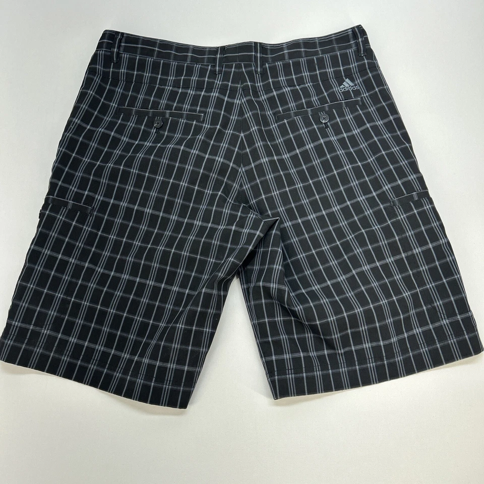 Pantalones Cortos de Carga Adidas Poliéster/Spandex Cremallera Frontal Plano Talla 34 Negro A Cuadros Foto 2 de 4