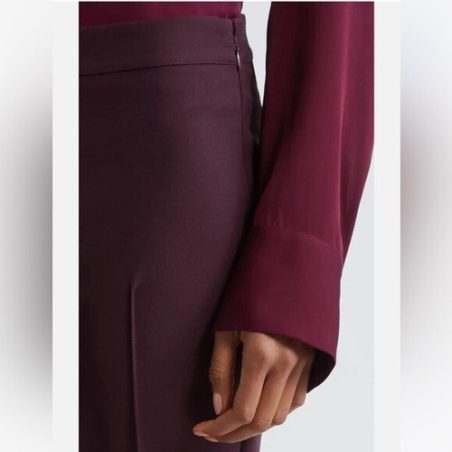 New Vince Mid Rise Pintuck Crop Flare Pant Eggplant Plum Purple Sz 6 - Picture 4 of 15