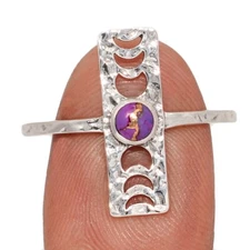 Phases Of Moon - Composite Copper Purple Turquoise 925 Silver Ring s.11 CR73393
