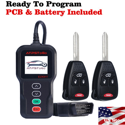 2 New Replacement Remote Key Fob And Tool Kit For Select 2008-2014 Dodge Avenger