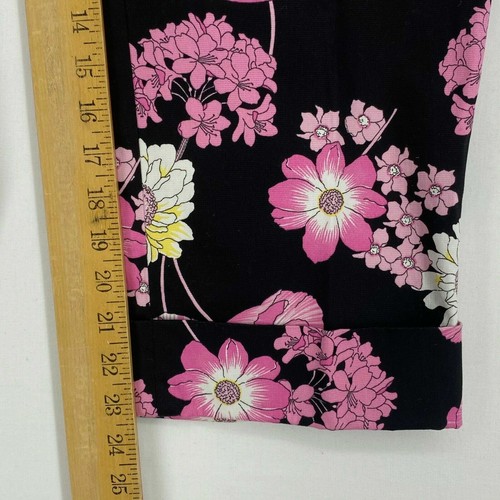 Rafaella Mujer 10 Pantalones Cortos Pierna Recta Cintura Alta Negro Rosa Audaz Floral - Imagen 7 de 7