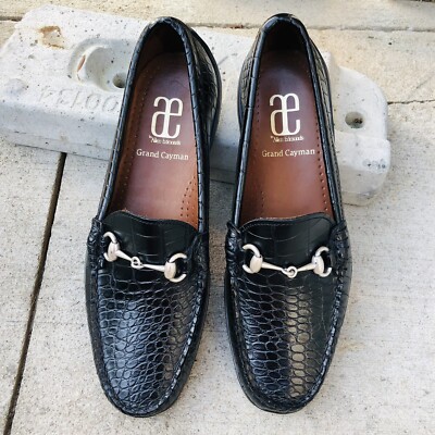 ALLEN EDMONDS Grand Cayman Horse Bit Embossed Black Drivers Loafers Size 7 D
