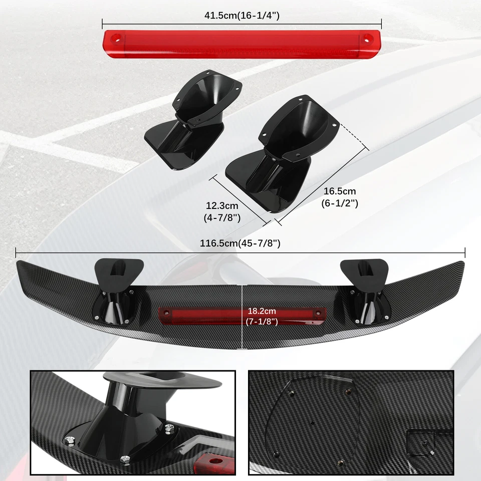 Para AUDI A3 A4 A5 A6 S3 S4 46" fibra de carbono estilo GT porta-malas traseiro spoiler asa lábio - Imagem 3 de 4