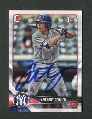 2018 Anthony Seigler Bowman Draft #BD-65 Yankees Signierte Rookie Baseballkarte
