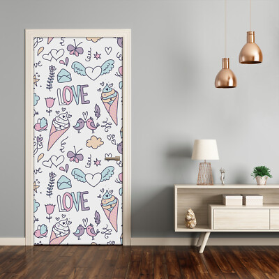 3D Home Art Door Self Adhesive Removable Sticker Decal Food Romantic pattern