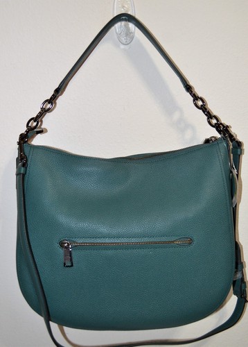 nwt coach dark turquoise pebbled leather large chelsea 32 hobo