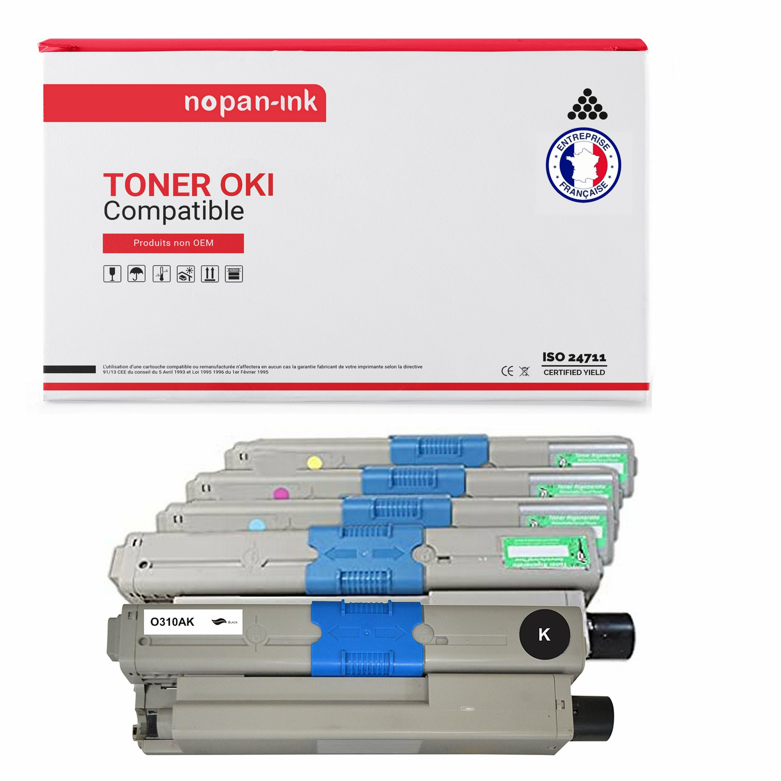 Toner NOPAN INK 44469803 Noir x2 Couleur compatible imprimante laser OKI