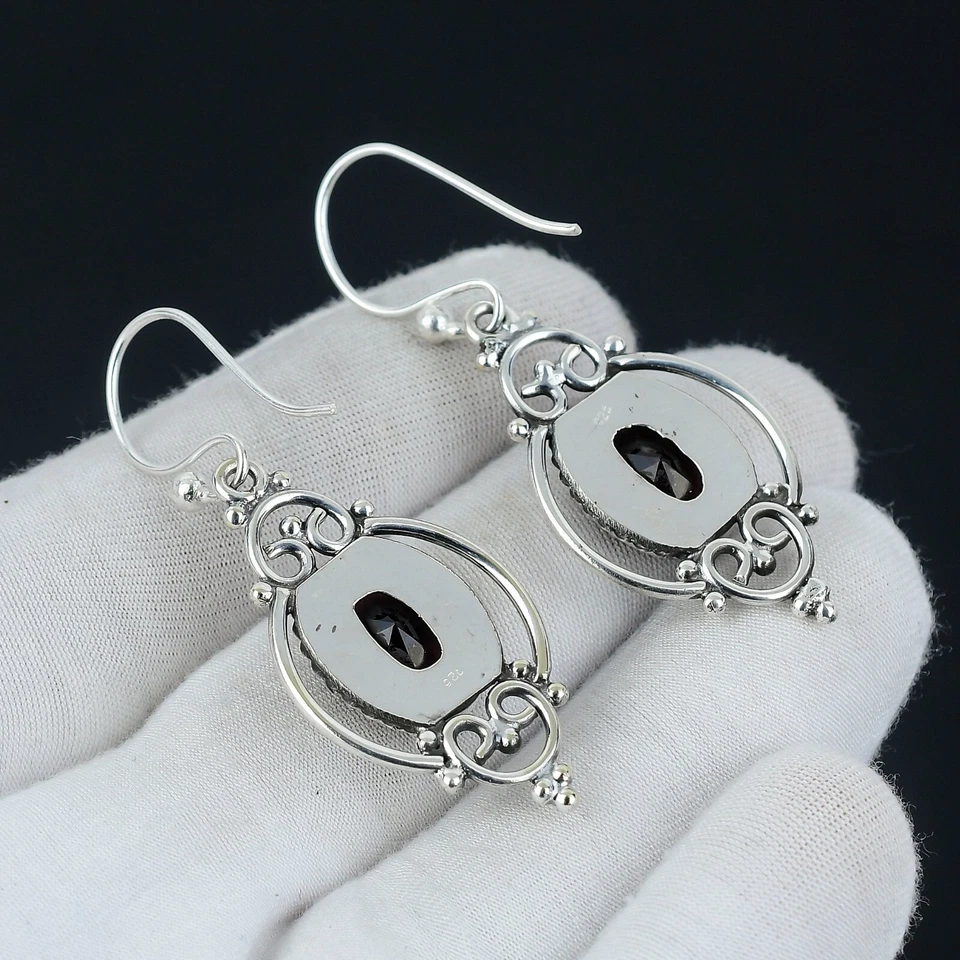 Rosa Ametista Gemma Orecchini Pendenti 925 Argento Sterling Mano Gioielli Regalo - Immagine 4 di 4