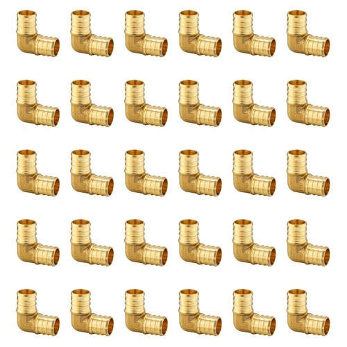EFIELD 30-Pack Pex Barb Crimp Brass Fittings, 1/2" X1/2" Elbow ,Lead Free