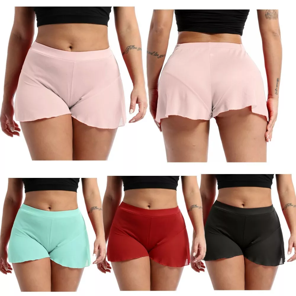 Chiffon Dance Shorts Women High Waisted Pole Dance Ruffled Shorts Workout Shorts