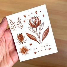 Temporary tattoo sheet "Henna", Tiny Brown Tattoos, Henna Ornaments, Floral