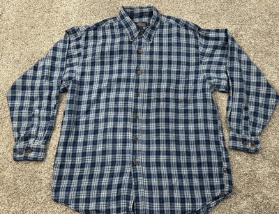 Moose Creek Shirt Mens Large Linen Blue Plaid Long Sleeve Button-Up Casual Wear