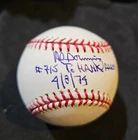 Al Downing signed Autographed Official Major League Baseball Hank AAron inscribe